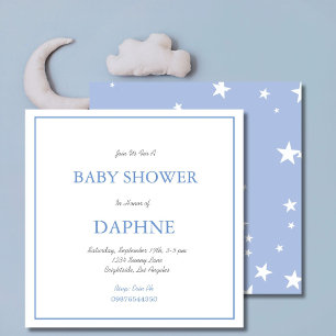 Invitación Plaza Baby Shower Blue Stars
