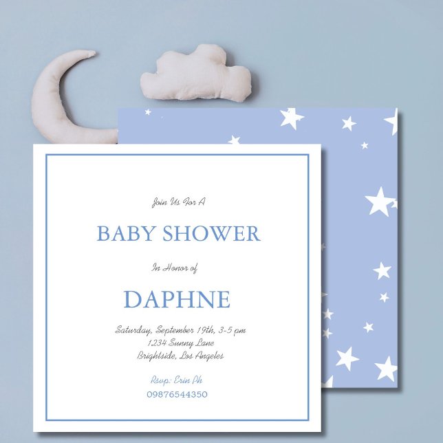 Invitación Plaza Baby Shower Blue Stars (Subido por el creador)