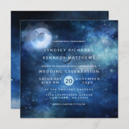 Invitación Plaza Boda de Estrellas Celestes Lunares