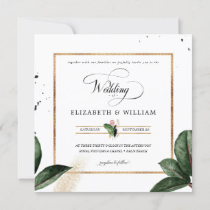 Invitación Plaza Boda de las hojas tropicales de verano