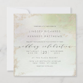 Invitación Plaza Boda de Moda de Relieve metalizado dorado ve
