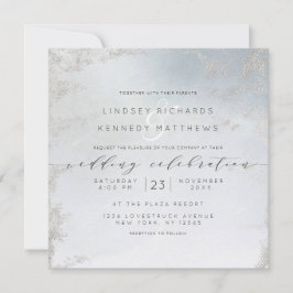 Invitación Plaza Boda de plata Ombre Dusty Blue Frost