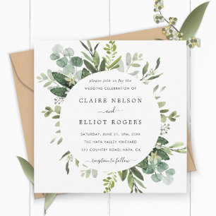 Invitación Plaza Boda del follaje verde Eucalyptus