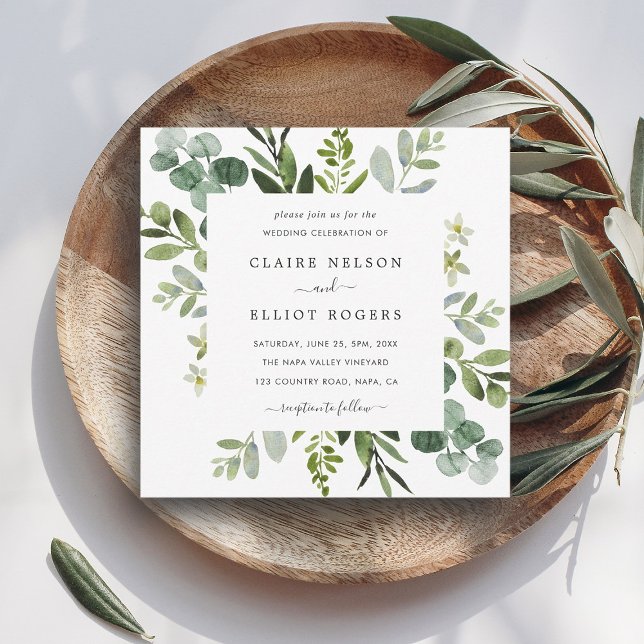 Invitación Plaza Boda del follaje verde Eucalyptus (Subido por el creador)