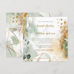 Invitación Plaza botánica de oro verde moderno 
