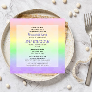 Invitación Plaza David Pastel Ombre Bat Mitzvah