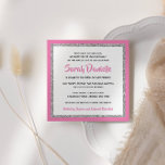 Invitación Plaza de plata y rosa caliente de Bat Mitzvah Purp<br><div class="desc">Esta invitación a la moda de Bat Mitzvah presenta un purpurina falso y brillante en una capa sobre un fondo de color sólido. Utilice el formulario de plantilla para agregar su propia información. La Herramienta de diseño se puede utilizar para cambiar el estilo de fuente, el color y el diseño....</div>