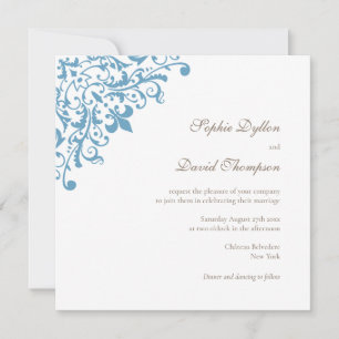 Invitación Plaza del patrón de Flor Azul Francés de Lis