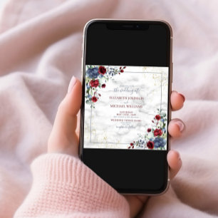 Invitación Plaza floral de oro azul turbulento y brillante