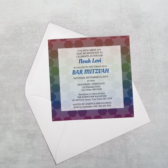 Invitación Plaza Mitzvah del bar arcoiris de David Ombre (Subido por el creador)