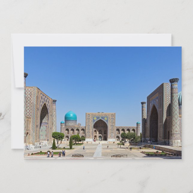 Invitación Plaza Registan - Samarcanda, Uzbekistán, Asia (Anverso)