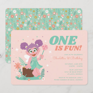 Invitación Plaza Sésamo - Abby Cadabby   Uno es cumpleaños di