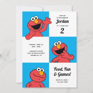 Invitación Plaza Sésamo - Elmo   Cumpleaños del bloque de col