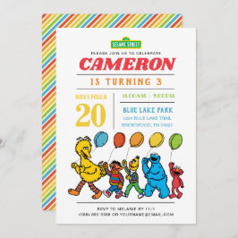 Invitación Plaza Sésamo | Globos Tercer cumpleaños