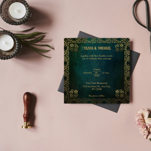 Invitación Plaza verde oscura vintage (Subido por el creador)