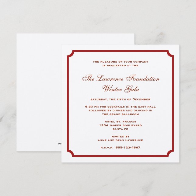 Invitación Plazas de plata rojo día festivo (Anverso / Reverso)