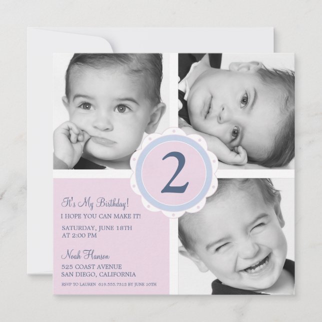 Invitación Plazas fotográficas de cumpleaños (Anverso)