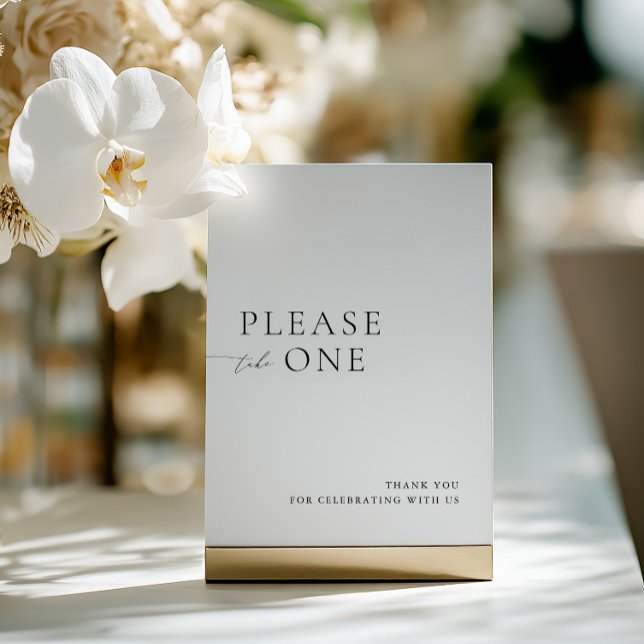 Invitación Please Take One Minimalist Wedding Favor Sign (Please Take One Minimalist Wedding Favor Sign)