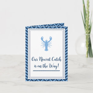 Invitación plegable para baby shower de langosta a