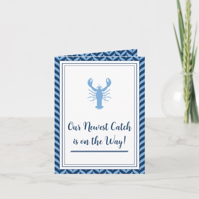 Invitación plegable para baby shower de langosta a (Anverso)