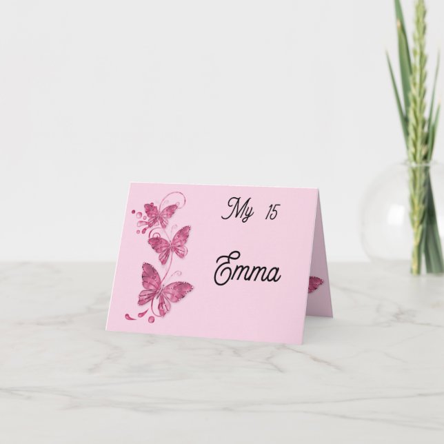 Invitación plegable quinceañera mariposas (Anverso)