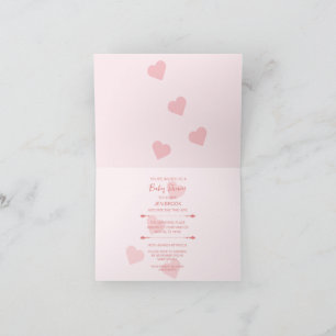 Invitación plegada Baby Shower de corazones rosado