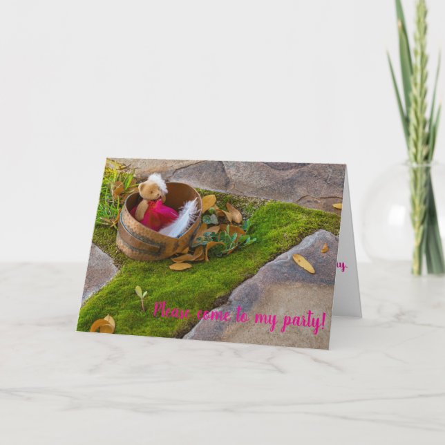 Invitación Plegada cumpleaños infantil oso de pelu (Anverso)