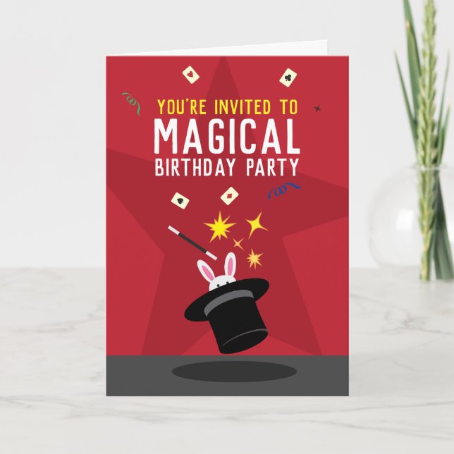 Invitación plegada por cumpleaños mágico - Sombrer (Anverso)