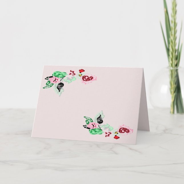 Invitación plegada: Rosas en una vid (Anverso)