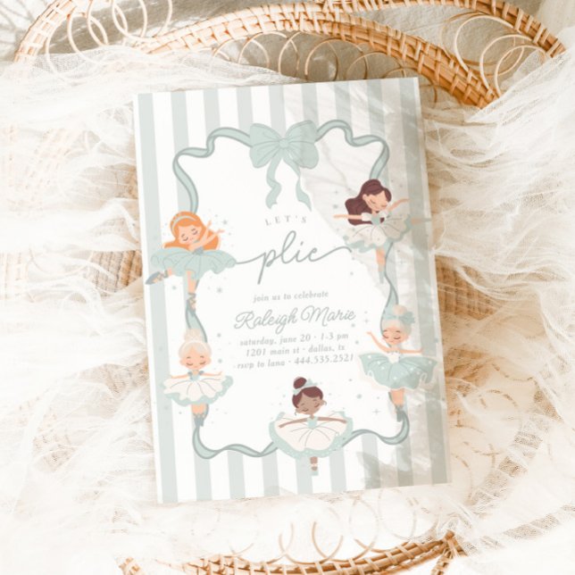 Invitación Plié a los Chicas ballet Verde azulados Ballerina  (Subido por el creador)