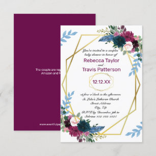 Invitación Plomón de sangre floral V - Parejas 3x5 Baby Showe
