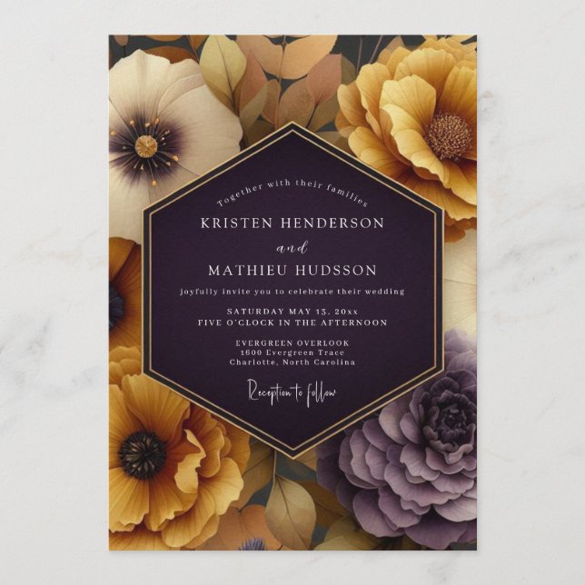Invitación Plum Amber Autumnal Wedding (Anverso)