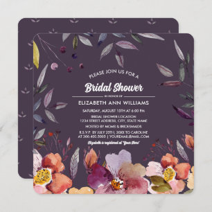 Invitación Plum Autumn Floral Bridal Shower