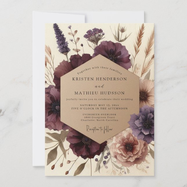 Invitación Plum Bloom Autumn Elegance Wedding (Anverso)