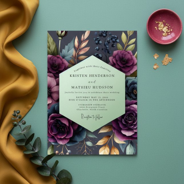 Invitación Plum Bloom Moody Wedding (Subido por el creador)