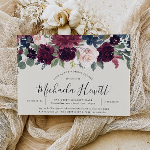 Invitación Plum Blossom Caer Invierno Floral Bridal Shower