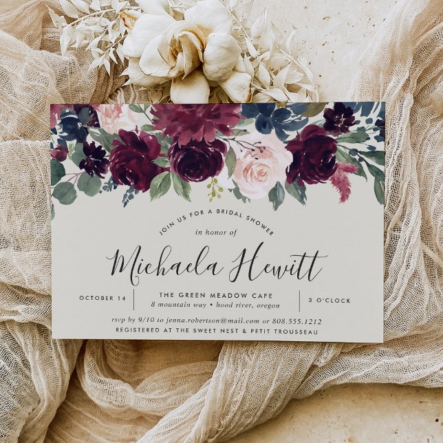 Invitación Plum Blossom Caer Invierno Floral Bridal Shower (Subido por el creador)