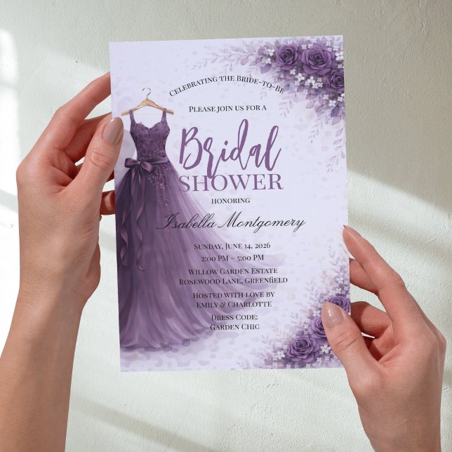 Invitación Plum Bridesmaid Dress Bridal Shower (Plum Bridesmaid Dress Bridal Shower Invitations
)