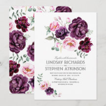 Plum Burgundy y Rubor Floral Watercolor Boda