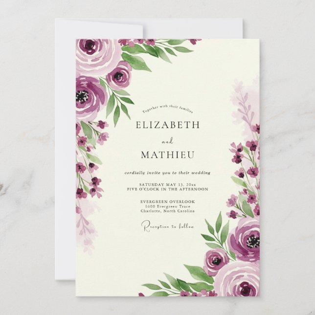 Invitación Plum Enchanting Romantic Wedding (Anverso)