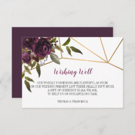 Invitación Plum Floral Faux Gold Geométric Wiwwell Well Card