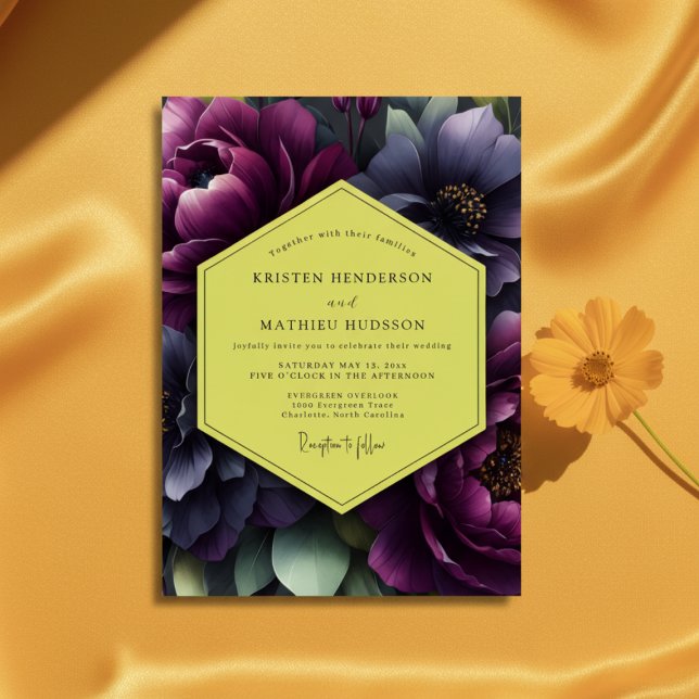 Invitación Plum Floral Opulence Wedding (Subido por el creador)