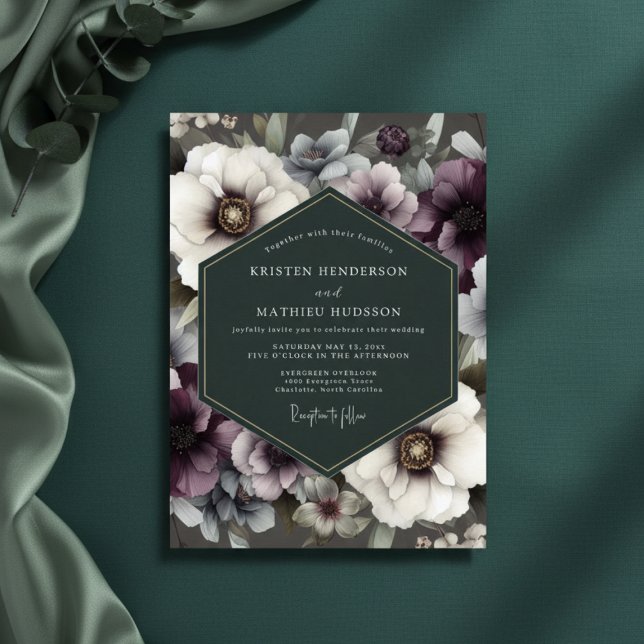 Invitación Plum Floral Opulent Romance Wedding (Subido por el creador)