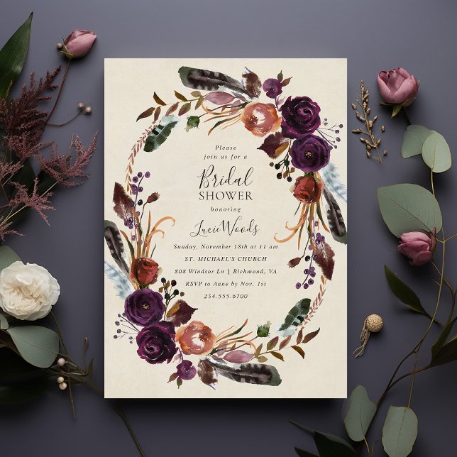 Invitación Plum Harvest Floral Bridal Shower (Subido por el creador)