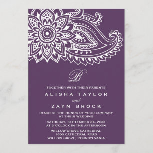 Invitación Plum Indian Paisley Boda