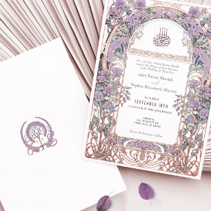 Invitación Plum Lilac Art Nouveau inspirado Boda islámico