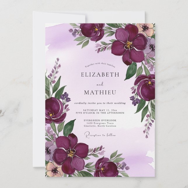 Invitación Plum Majestic Spring Wedding (Anverso)