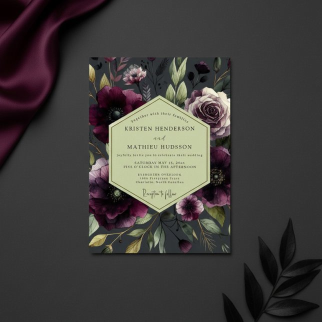 Invitación Plum Moody Bloom Wedding (Subido por el creador)