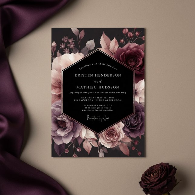 Invitación Plum Moody Floral Bloom Wedding (Subido por el creador)