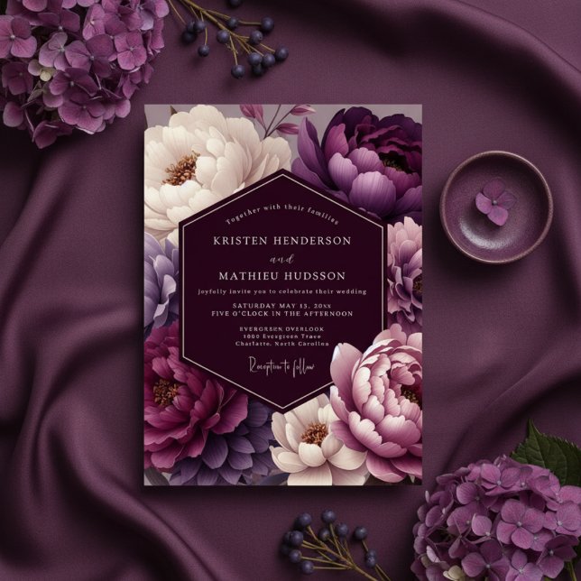 Invitación Plum Peony Wedding (Subido por el creador)